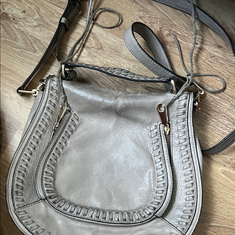 Elegant Gray Leather Shoulder Bag Rebecca Minkoff